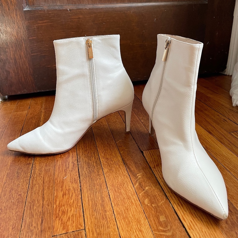White Leather Raye Booties